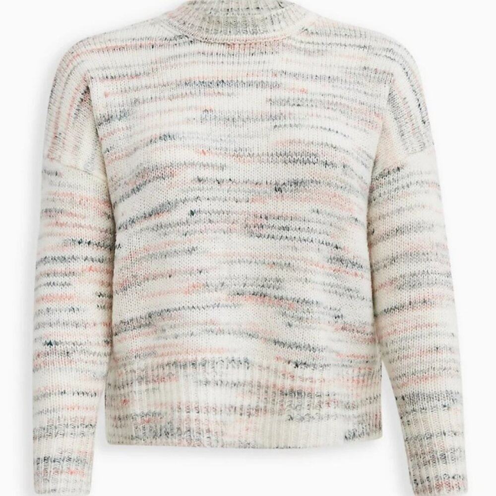 NWT TORRID Cream & Pastel Space-Dye Drop Shoulder Pullover Sweater